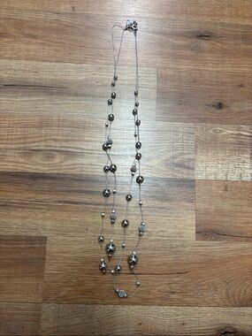 Silver Beaded Multi-Strand Necklace - Women's Jewelry